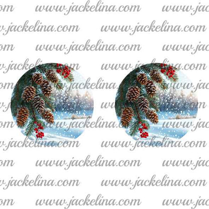 Ohrringe hellblau Zweigen und Tannenzapfen