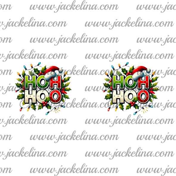 Ohrringe HOH HOO in grün, rot und weiß mit Weihnachtsmütze