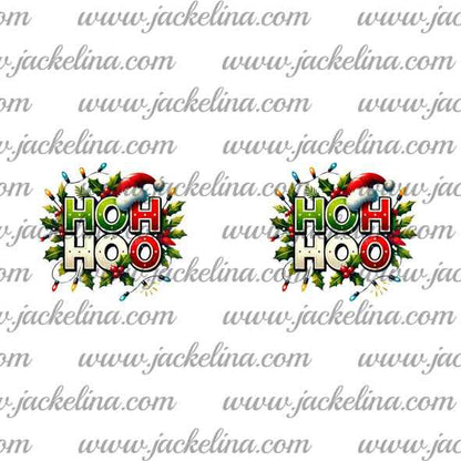 Ohrringe HOH HOO in grün, rot und weiß mit Weihnachtsmütze