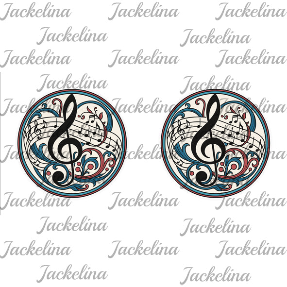 Ohrringe beige petrol mit Notenschlüssel