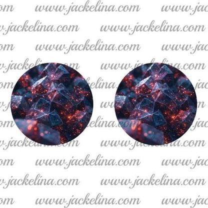 Ohrringe mit Steinmuster in blau und rot