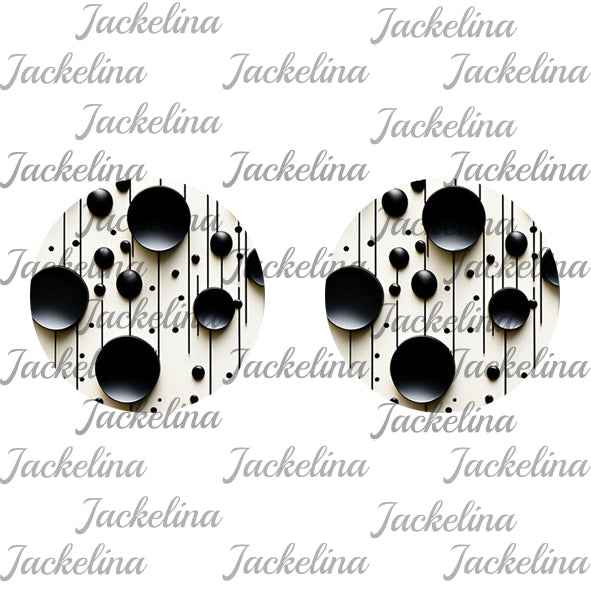 Ohrringe weiß mit schwarzen Punkten und Strichen