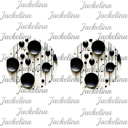 Ohrringe weiß mit schwarzen Punkten und Strichen