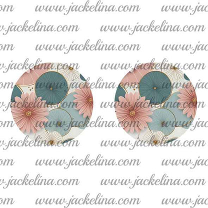 Ohrringe mit Kreisen und rosa Blüten