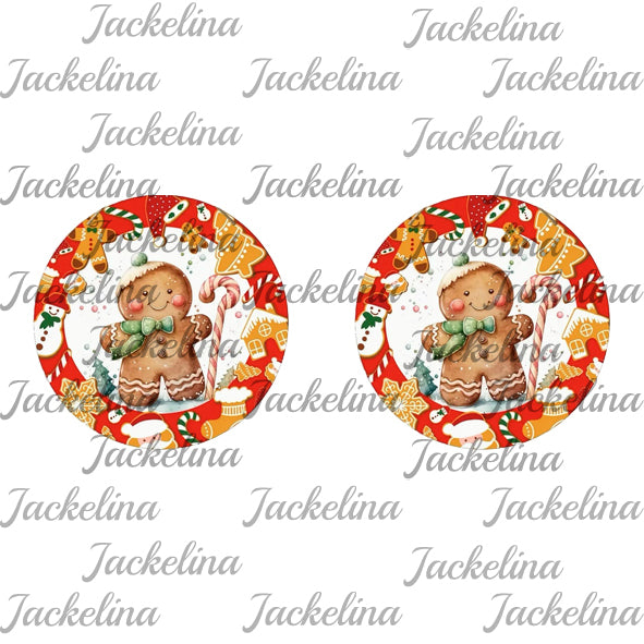 Ohrringe rot weiß mit Lebkuchenmann