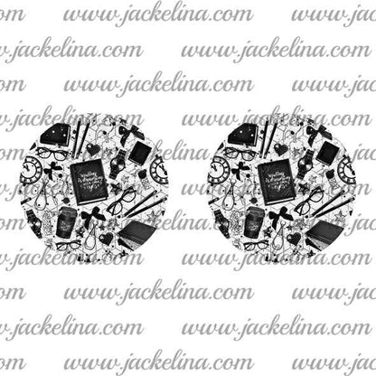 Ohrringe weiß mit Büchern, Brillen und Schleifen