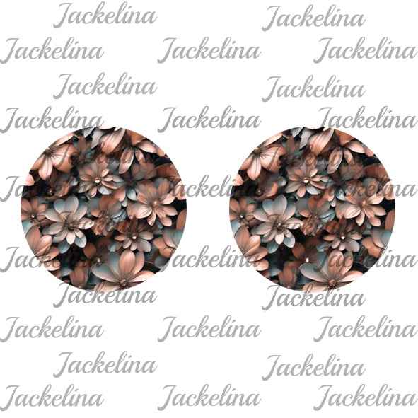 Ohrringe grau mit roségoldenen Blüten