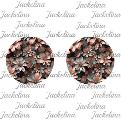 Ohrringe grau mit roségoldenen Blüten