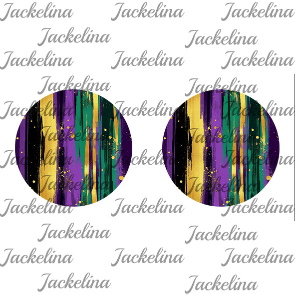 Ohrringe lila, schwarz, gelb und grün gestreift