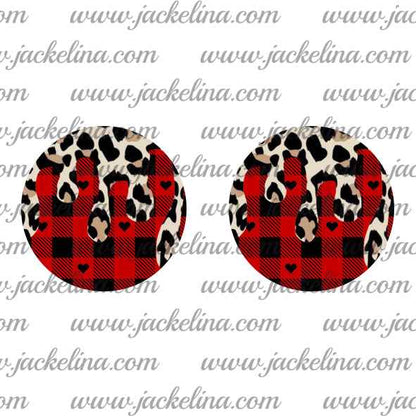 Ohrringe rot kariert mit Leoprintmuster