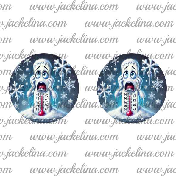 Ohrringe hellblau mit Schneeflocken und Thermometer