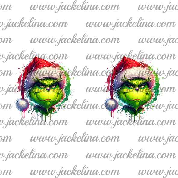 Ohrringe weiß mit grünem Monster und Weihnachtsmütze