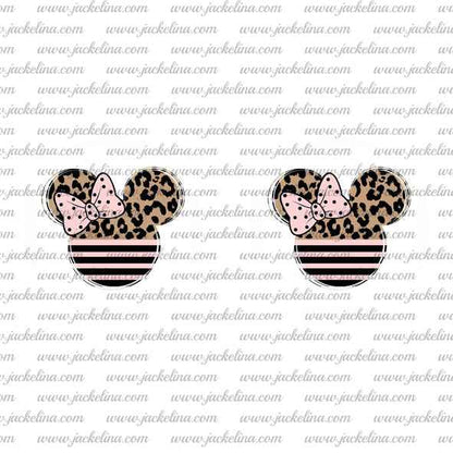 Ohrringe Maus mit rosa Schleife, Leoprint und Streifen