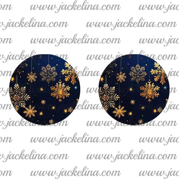 Ohrringe dunkelblau mit goldenen Schneeflocken