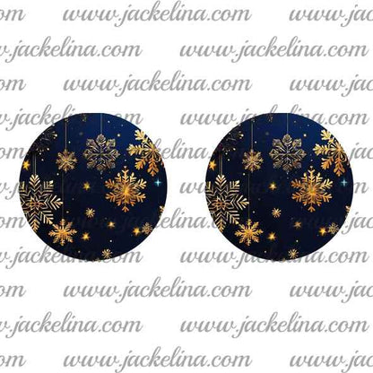 Ohrringe dunkelblau mit goldenen Schneeflocken