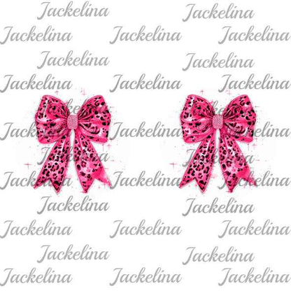 Ohrringe weiß mit pinker Leoprintschleife