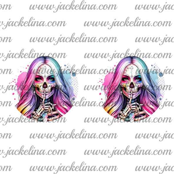 Ohrringe weiß mit pinkem Totenkopfmädchen