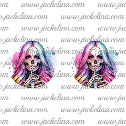 Ohrringe weiß mit pinkem Totenkopfmädchen