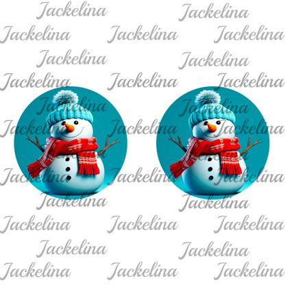 Ohrringe Schneemann mit blauer Mütze und rotem Schal