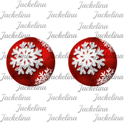 Ohrringe rot mit weißen Schneeflocken