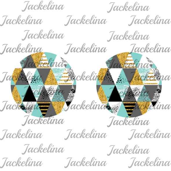 Ohrringe mit Dreiecken in grau, mint, weiß und golden