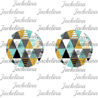 Ohrringe mit Dreiecken in grau, mint, weiß und golden