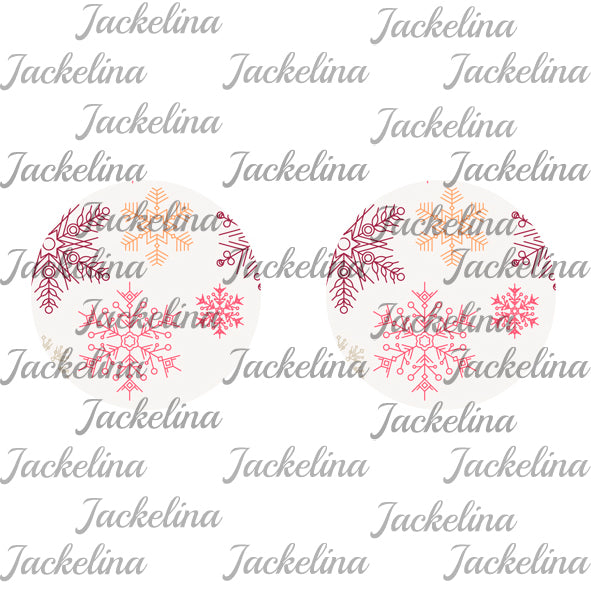 Ohrringe weiß mit roten und goldenen Schneeflocken