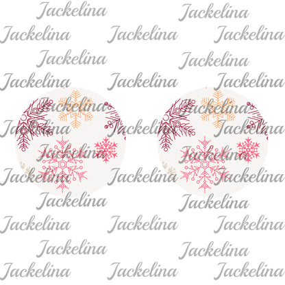 Ohrringe weiß mit roten und goldenen Schneeflocken