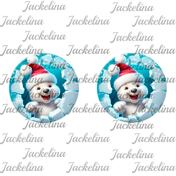 Ohrringe Eisbär mit roter Mütze