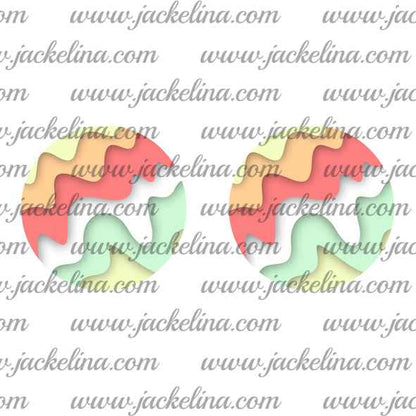 Ohrringe mit Wellenmuster in gelb, orange, rot, weiß und grün