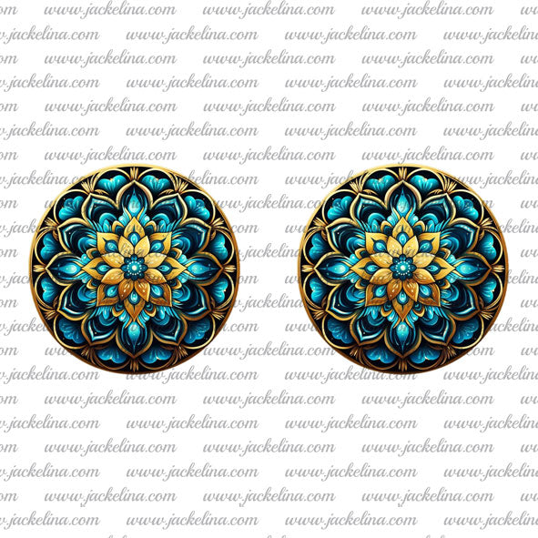 Ohrringe Mandala in türkis und golden
