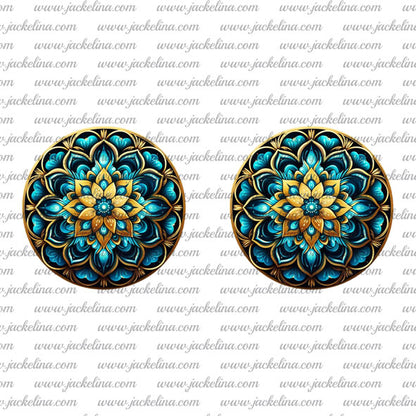 Ohrringe Mandala in türkis und golden