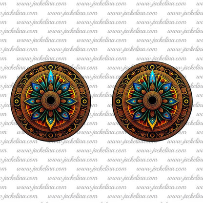 Ohrringe Mandala in braun und blau