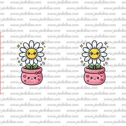 Ohrringe weiß mit weißer Blume und rosa Topf