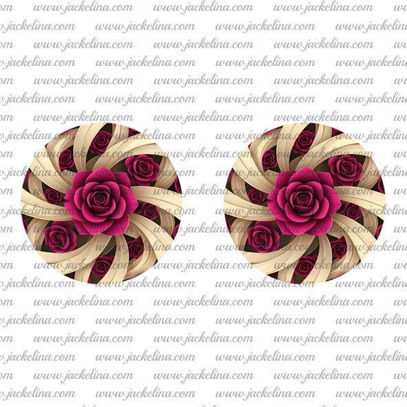 Ohrringe beige mit pinken Rosen