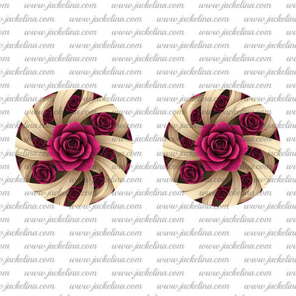 Ohrringe beige mit pinken Rosen