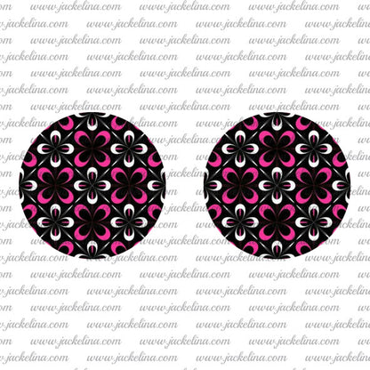 Ohrringe schwarz mit pinken und weißen Blüten