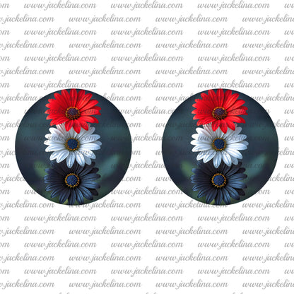 Ohrringe grau mit Blüten in rot, weiß und anthrazit