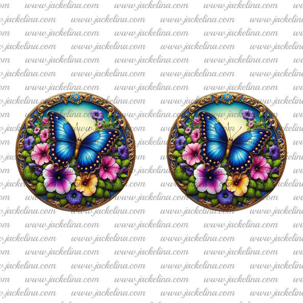 Ohrringe Blüten und blauer Schmetterling
