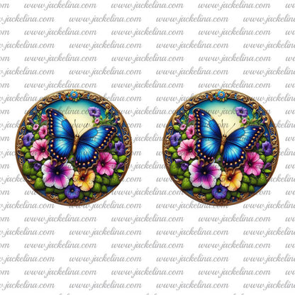 Ohrringe Blüten und blauer Schmetterling