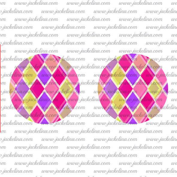 Ohrringe Rauten in pink, gelb und lila