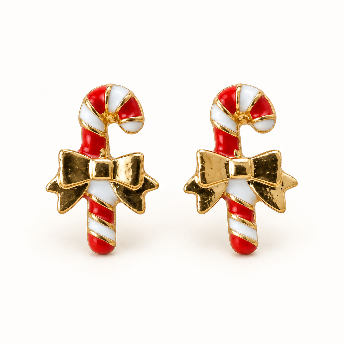 Ohrringe in 10 mm rot-weiß goldene Schleife
