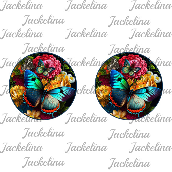 Ohrringe bunte Schmetterlinge mit Blumen