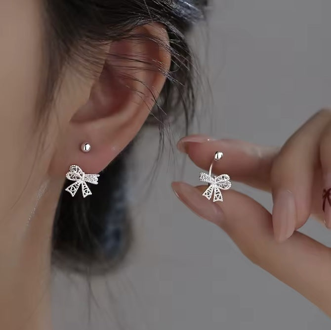 Ohrstecker aus 925er Sterling-Silber, Filigrane Schleife