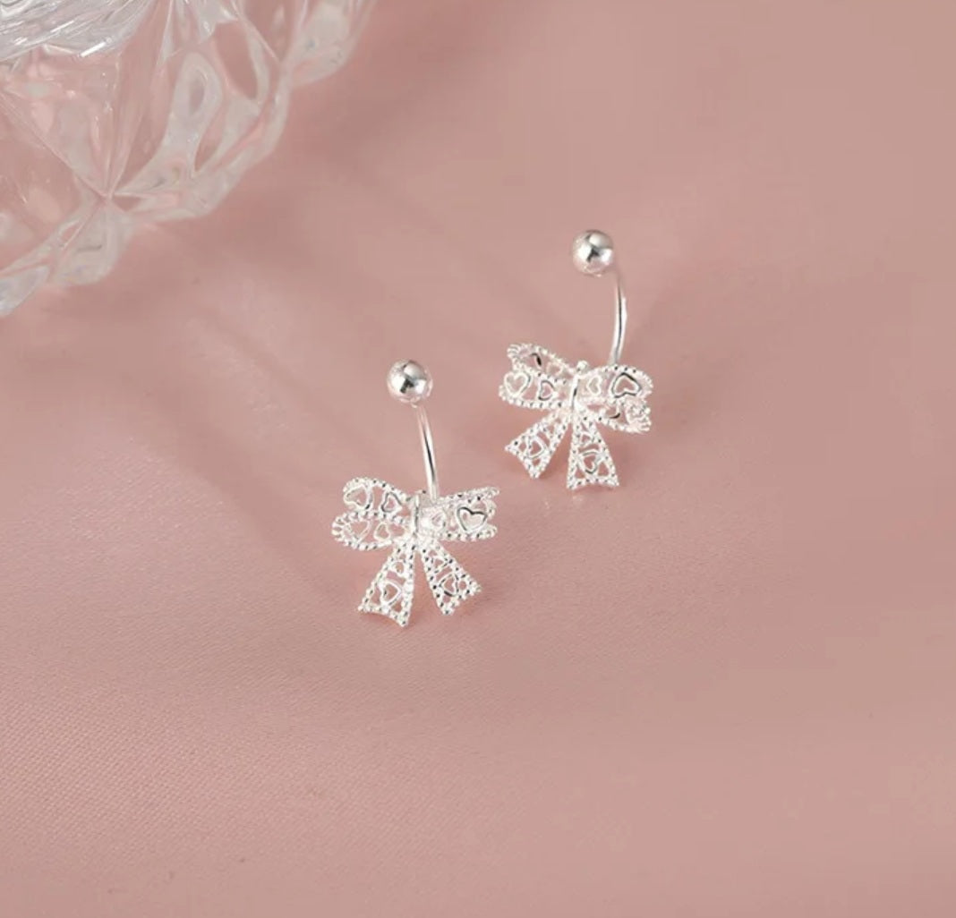 Ohrstecker aus 925er Sterling-Silber, Filigrane Schleife